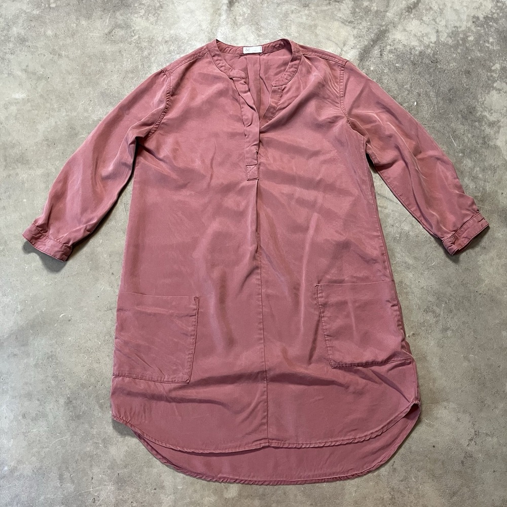 Gentle Fawn Tunic Shirt Women Size XS Pink Tencel 3/4 Sleeve Pockets Lightweight